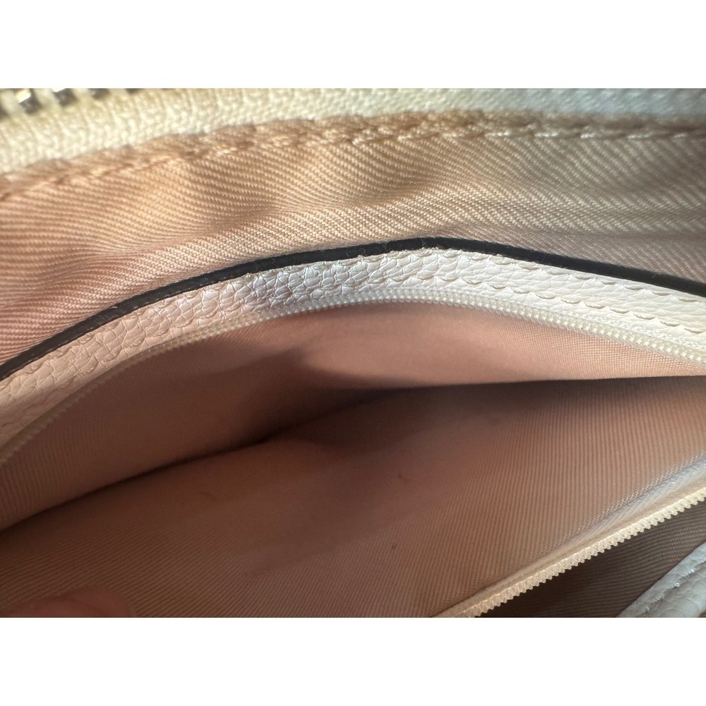 Dana Buchman Monogram Crossbody Bag White Pink Orange Stripe Multi-Zip Pocket - Picture 9 of 14